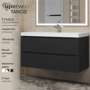 Тумба под раковину Uperwood Tanos 100 см, подвесная, черная матовая в Чебаркуле - chebarkul.ok-mebel.com | фото 3