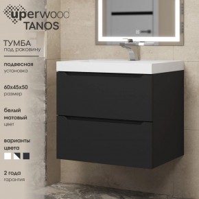 Тумба под раковину Uperwood Tanos 60 см, подвесная, черная матовая в Чебаркуле - chebarkul.ok-mebel.com | фото 3
