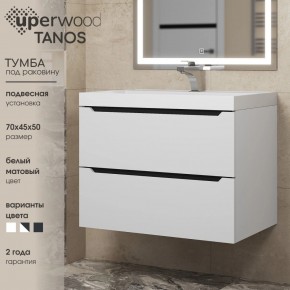 Тумба под раковину Uperwood Tanos 70 см, подвесная, белая/графит в Чебаркуле - chebarkul.ok-mebel.com | фото 3