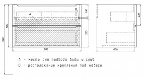 Тумба под раковину Uperwood Tanos 80 см, подвесная, белая/графит в Чебаркуле - chebarkul.ok-mebel.com | фото 7