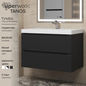 Тумба под раковину Uperwood Tanos 80 см, подвесная, черная матовая в Чебаркуле - chebarkul.ok-mebel.com | фото 3