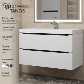 Тумба под раковину Uperwood Tanos 90 см, подвесная, белая/графит в Чебаркуле - chebarkul.ok-mebel.com | фото 3