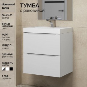 Тумба с раковиной Uperwood Tanos 50 см, подвесная, белая матовая в Чебаркуле - chebarkul.ok-mebel.com | фото 5