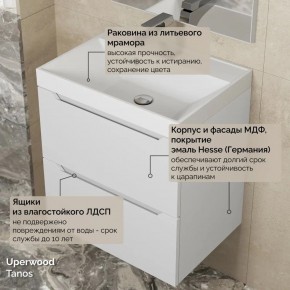 Тумба с раковиной Uperwood Tanos 50 см, подвесная, белая матовая в Чебаркуле - chebarkul.ok-mebel.com | фото 6